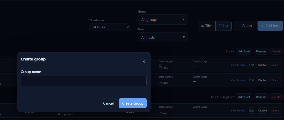 Lantern Add Group dialog